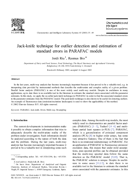 (PDF) Jack-knife technique for outlier detection and estimation of ...