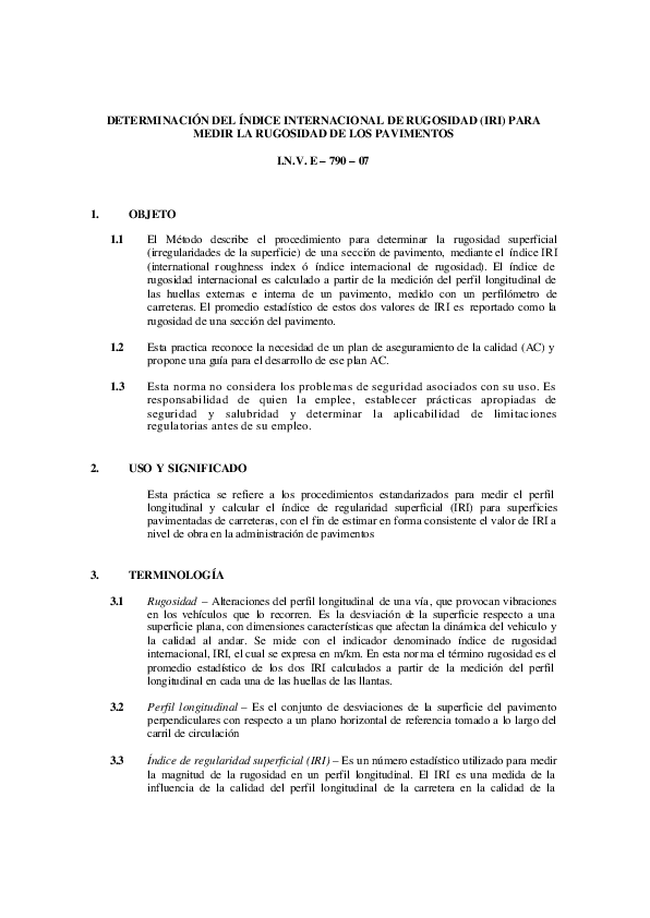 Indice De Rugosidad Internacional (PDF) DETERMINACIÓN DEL ÍNDICE INTERNACIONAL DE RUGOSIDAD (IRI) PARA