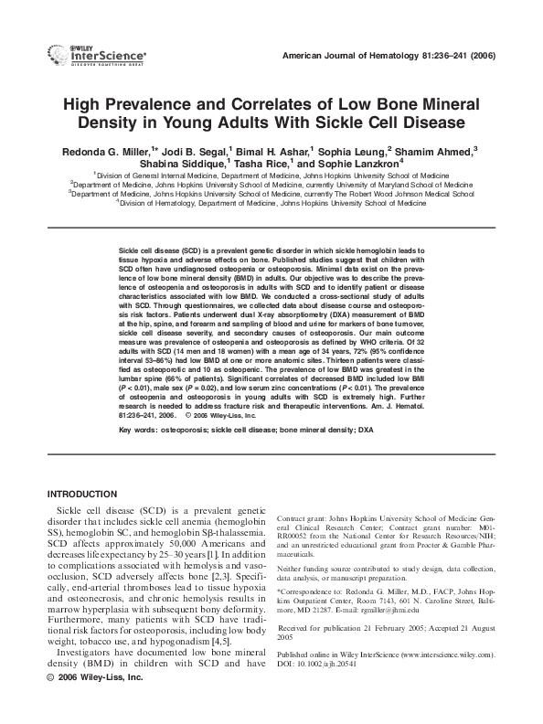 (PDF) High prevalence and correlates of low bone mineral density in ...