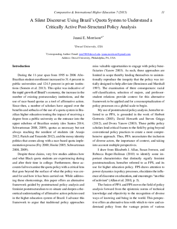 Post Structural Policy Analysis