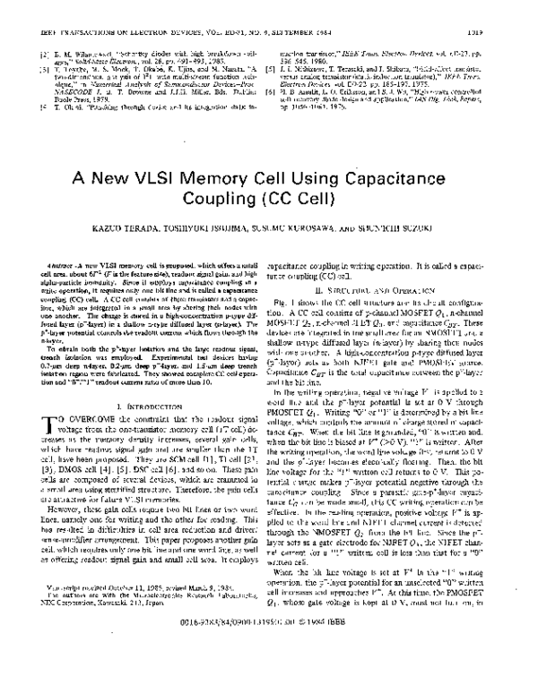(PDF) A new VLSI memory cell using capacitance coupling (CC cell)