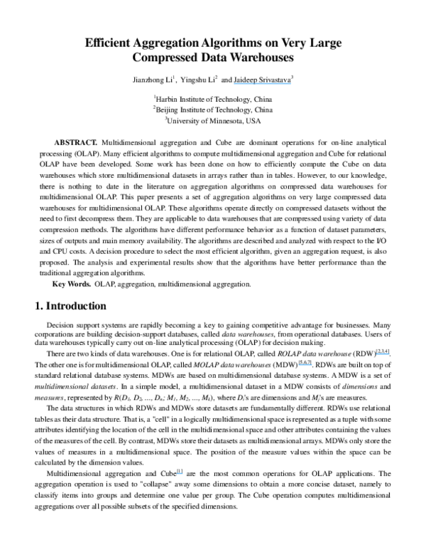 (PDF) Efficient aggregation algorithms on very large compressed data ...