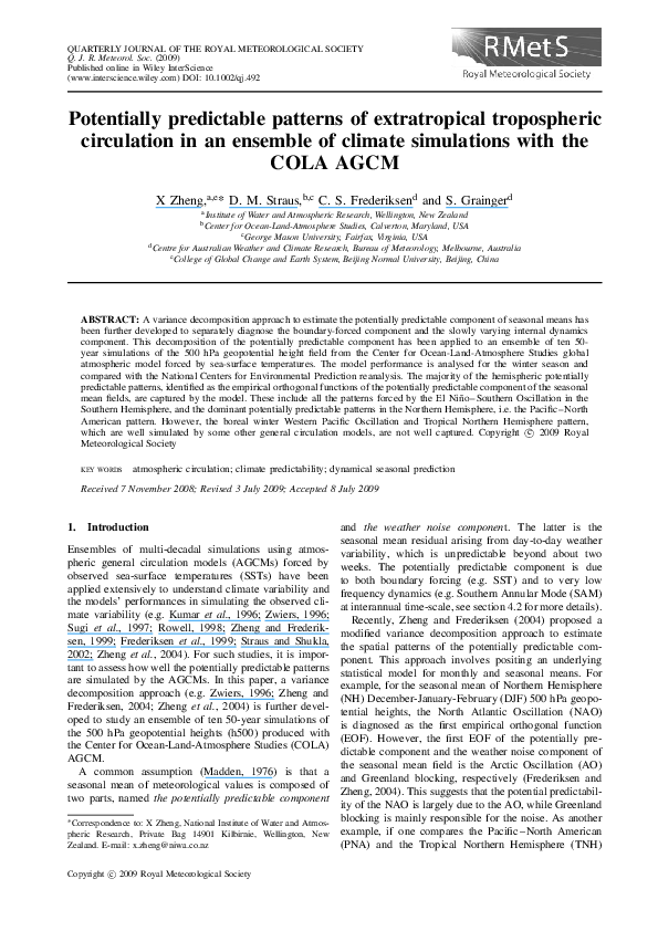 (PDF) Potentially predictable patterns of extratropical tropospheric ...