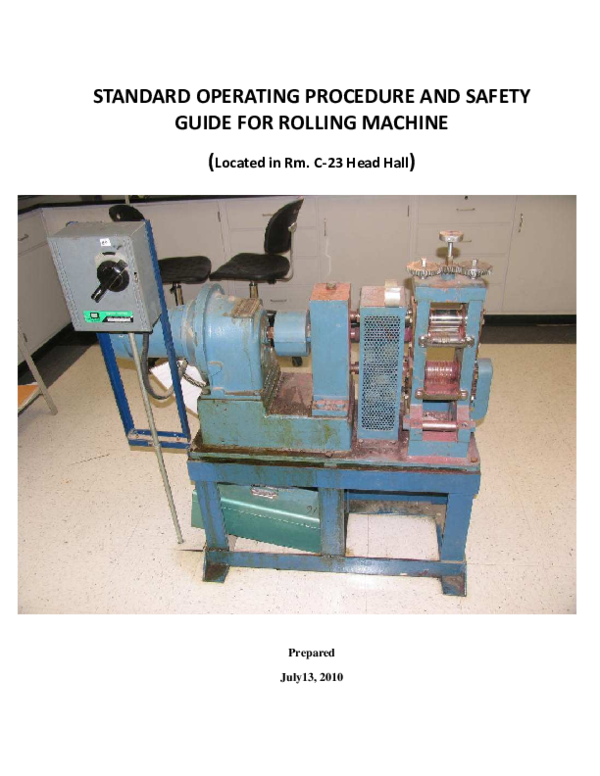 (PDF) STANDARD OPERATING PROCEDURE AND SAFETY GUIDE FOR ROLLING MACHINE ...