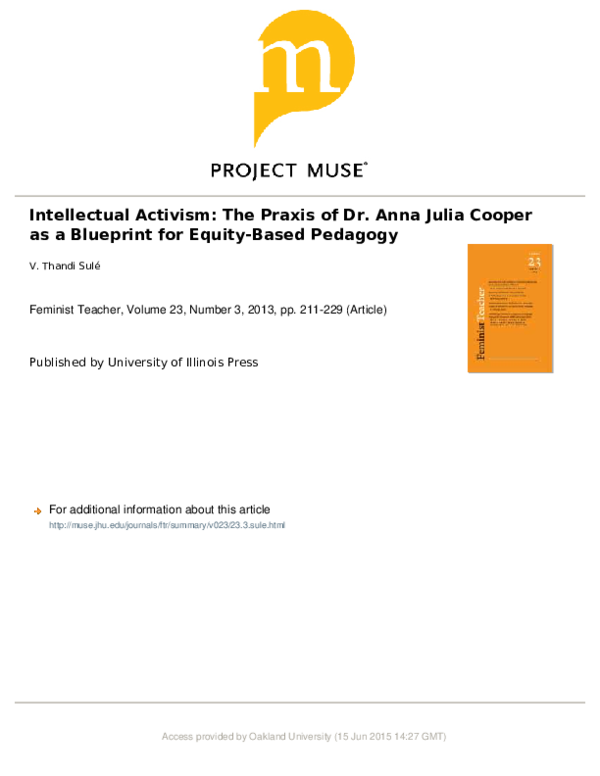 Pdf Intellectual Activism The Praxis Of Dr Anna Julia Cooper Download dr sule unal in mp3 music or 3gp, mp4 video, please click title or image from video list bellow. academia edu