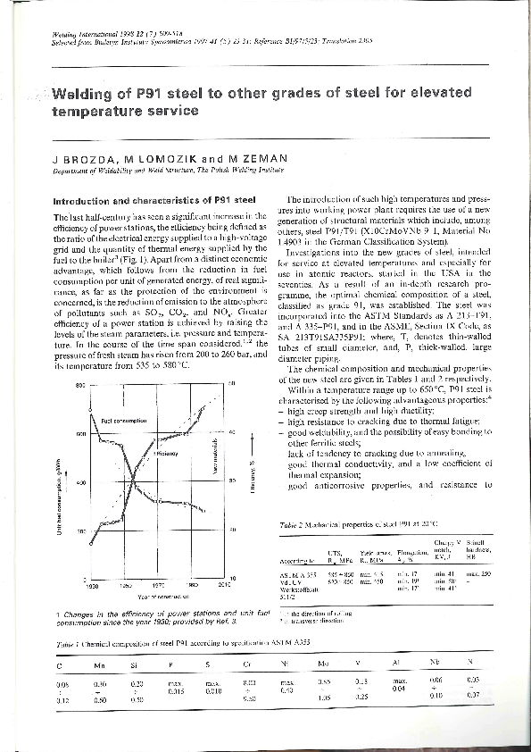 (PDF) Welding of P91 steel to other grades of steel for elevated ...