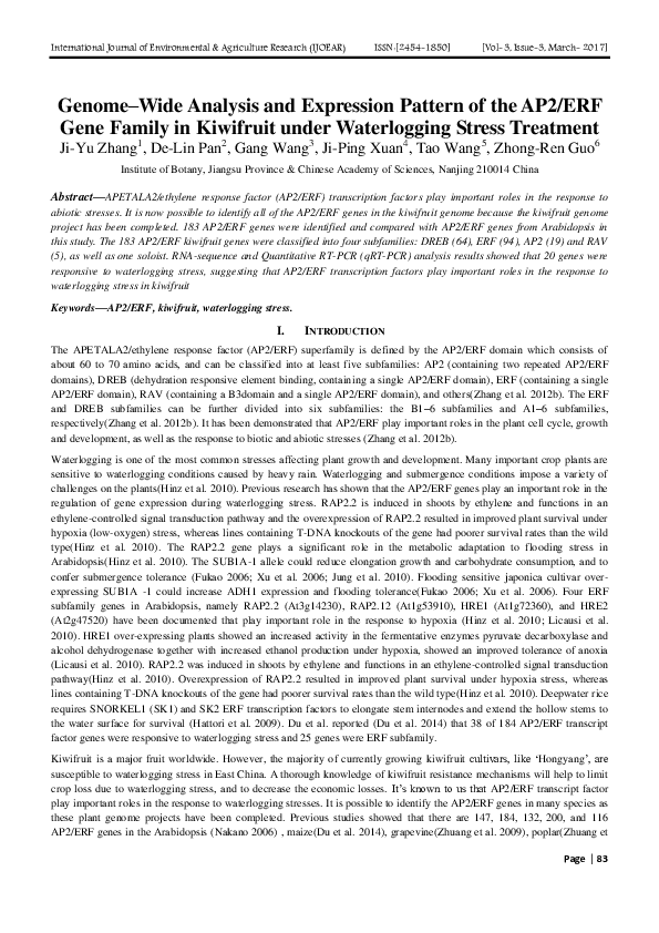 (PDF) Genome–Wide Analysis and Expression Pattern of the AP2/ERF Gene ...