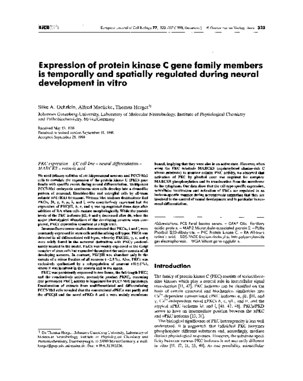 (PDF) Expression of protein kinase C gene family members is temporally
