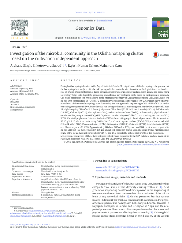 (PDF) Investigation of the microbial community in the Odisha hot spring ...