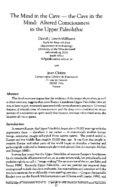 (PDF) The Mind in the Cave the Cave in the Mind: Altered Consciousness ...