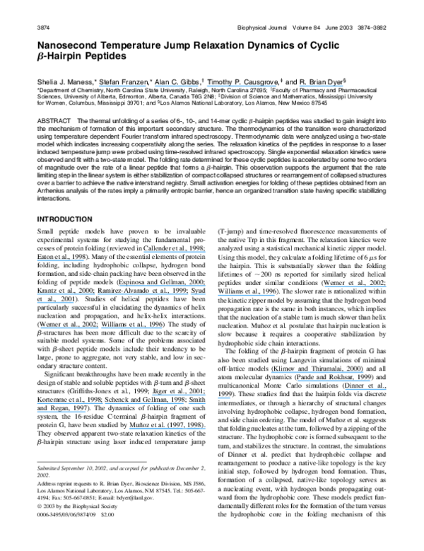 (PDF) Nanosecond Temperature Jump Relaxation Dynamics of Cyclic