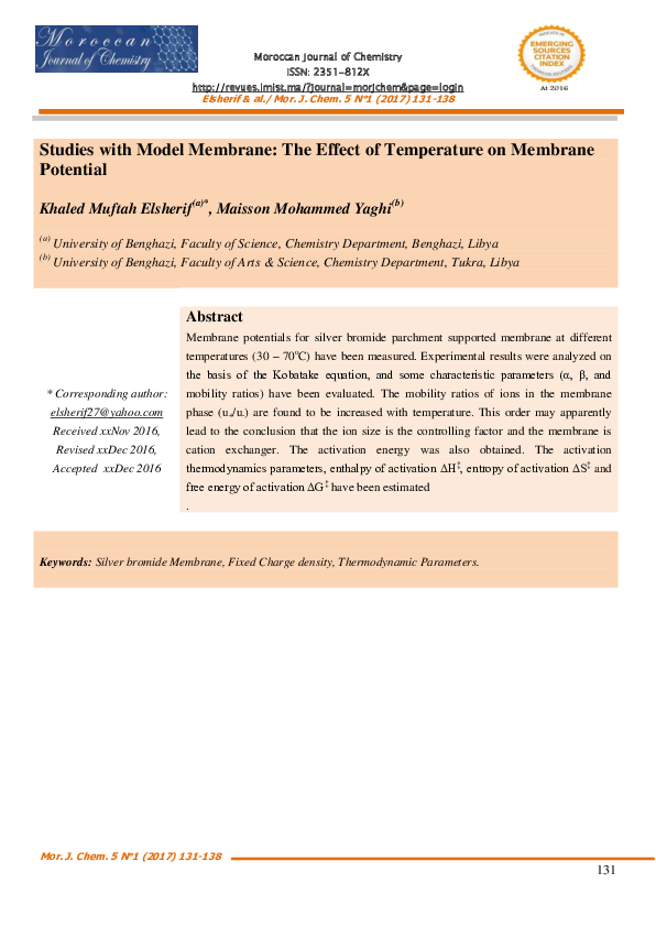 (PDF) Studies with Model Membrane: The Effect of Temperature on ...