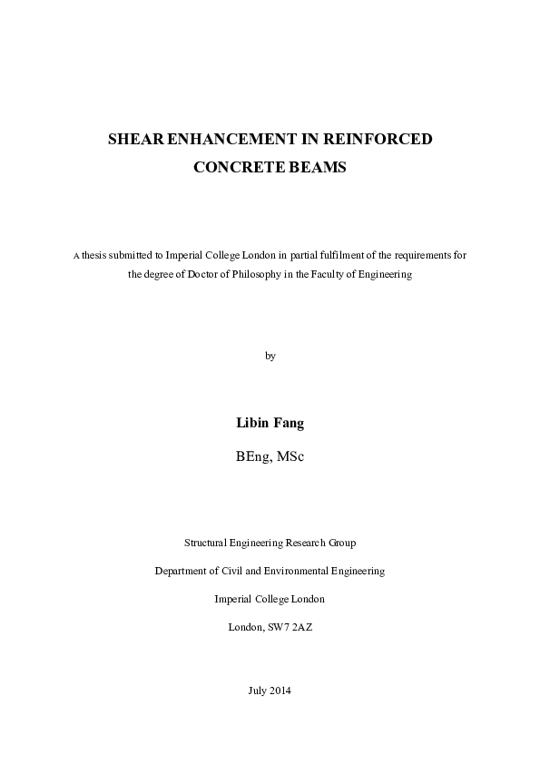 (PDF) SHEAR ENHANCEMENT IN REINFORCED CONCRETE BEAMS haile berhe Academia.edu