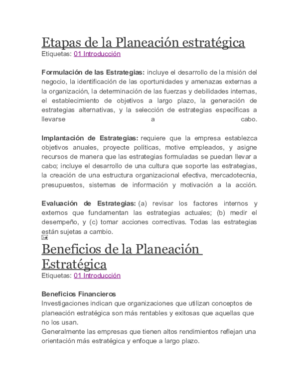 (DOC) Etapas de la Planeación estratégica