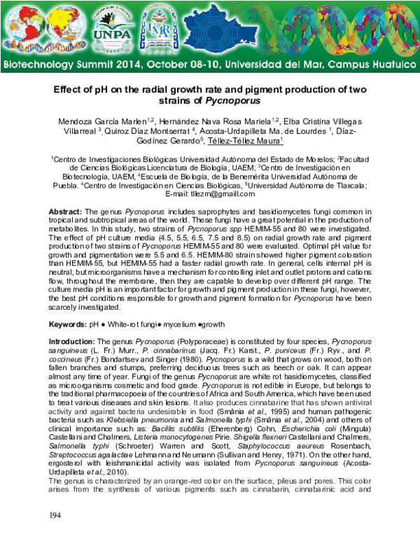 (PDF) Effect of pH on the radial growth rate and pigment production of ...