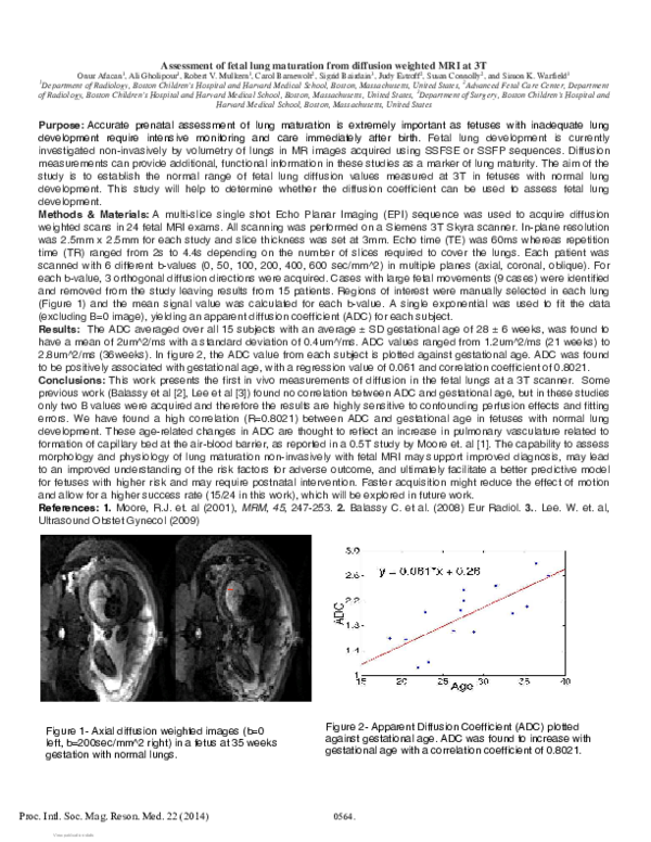 (PDF) Assessment of fetal lung maturation from diffusion weighted MRI at 3T