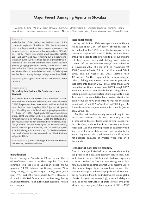 (PDF) Major Forest Damaging Agents in Slovakia