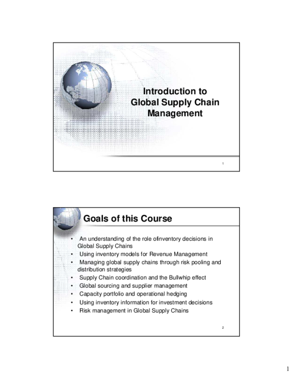 (PDF) Introduction to Global Supply Chain Management