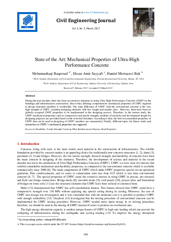 (PDF) State of the Art: Mechanical Properties of Ultra-High Performance ...