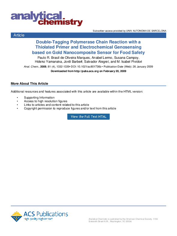 (PDF) Double-Tagging Polymerase Chain Reaction with a Thiolated Primer ...