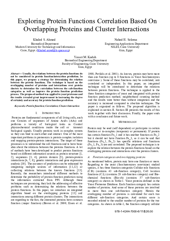 (PDF) Exploring protein functions correlation based on overlapping ...