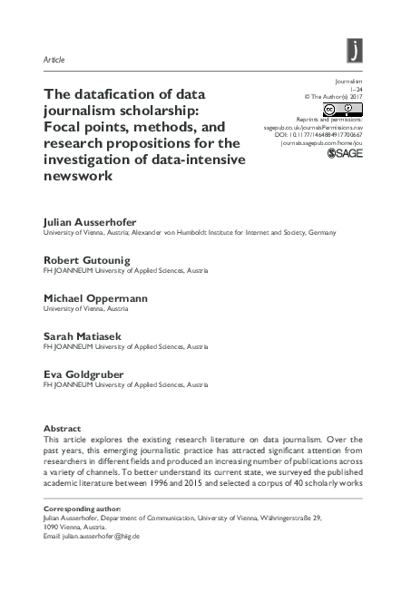 (PDF) The datafication of data journalism scholarship: Focal points ...