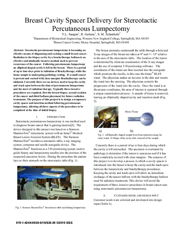 (PDF) Breast cavity spacer delivery for stereotactic percutaneous