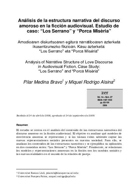 (PDF) Analysis of Narrative Structure of Love Discourse in Audiovisual ...