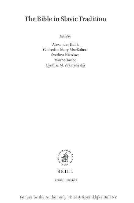 The Bible in Slavic Tradition