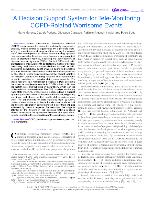 (PDF) A Decision Support System for Tele-Monitoring COPD-Related ...