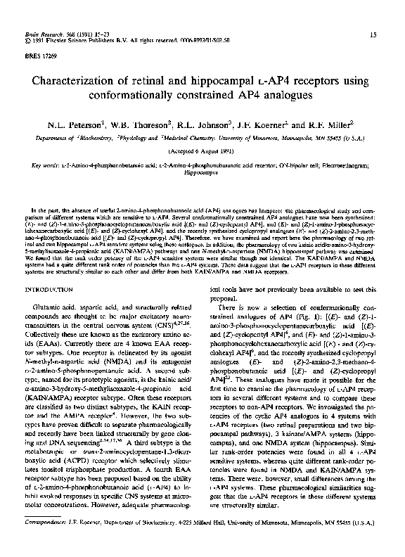 (PDF) Characterization of retinal and hippocampall-AP4 receptors using ...