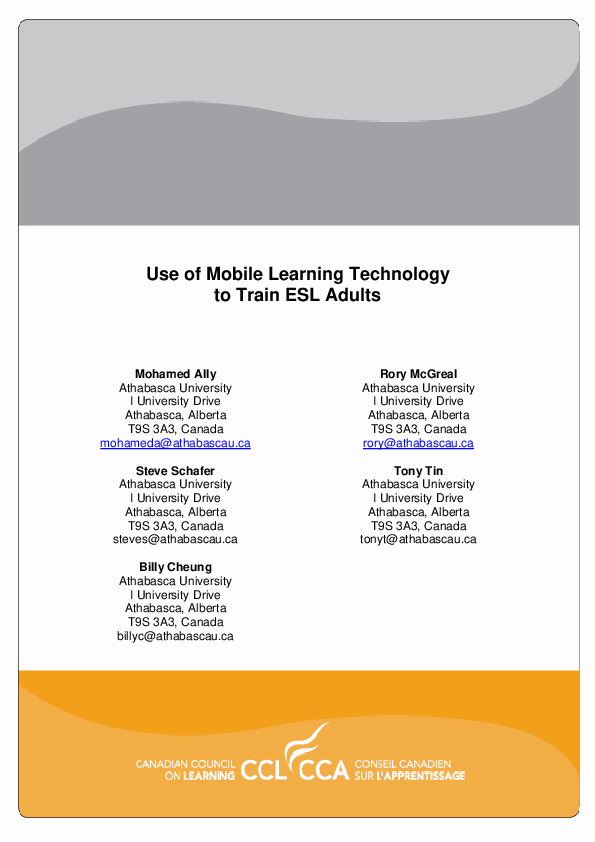 (PDF) Use of mobile learning technology to train ESL adults