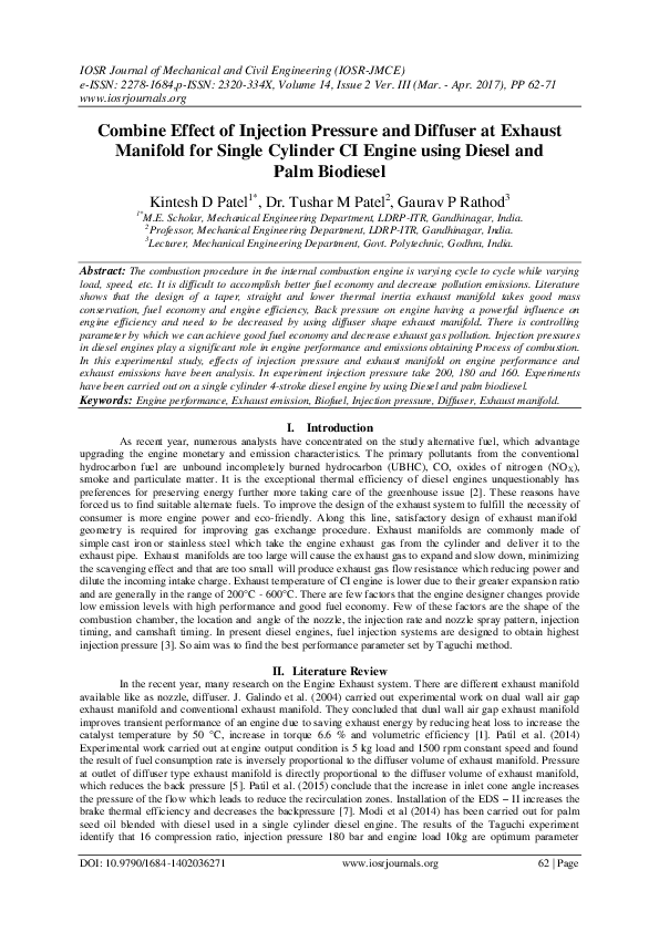 (PDF) Combine Effect of Injection Pressure and Diffuser at Exhaust ...