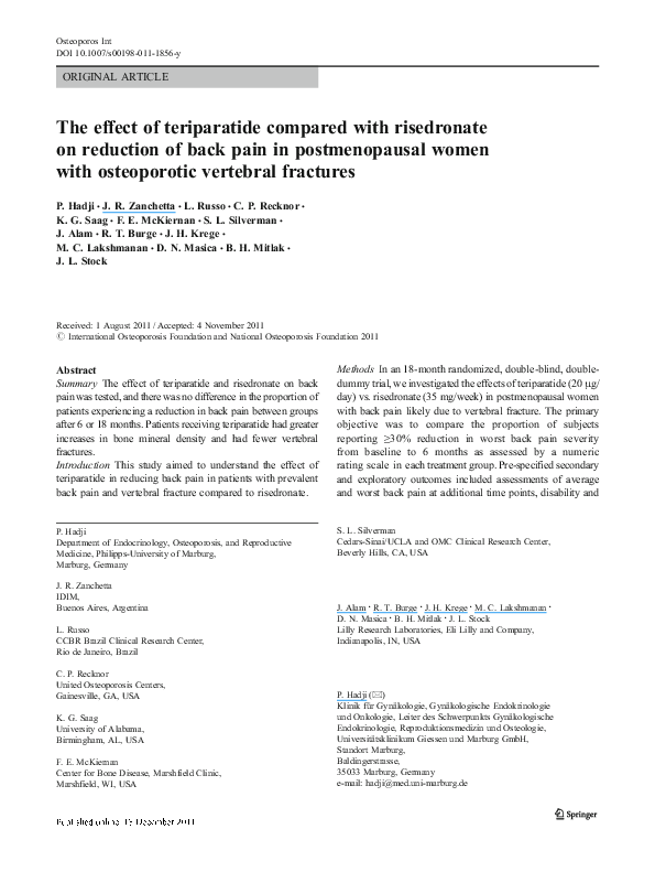 (PDF) The effect of teriparatide compared with risedronate on reduction ...