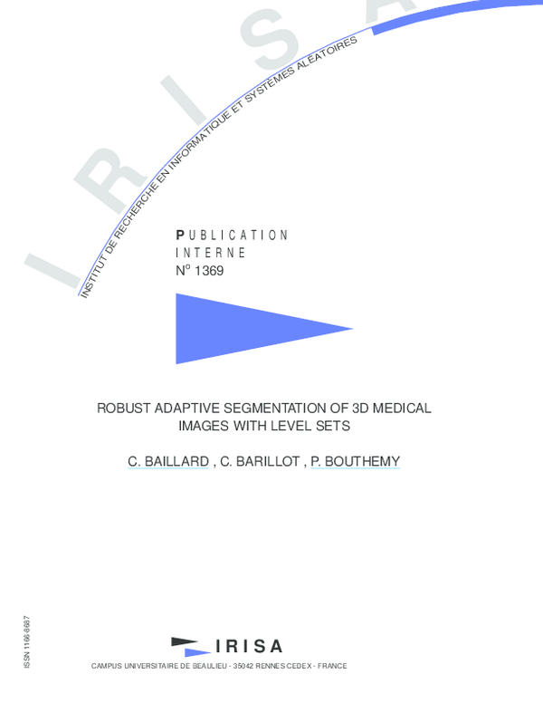(PDF) Robust adaptive segmentation of 3D medical images with level sets