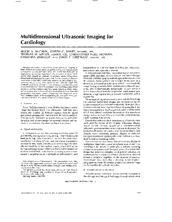 (PDF) Multidimensional ultrasonic imaging for cardiology