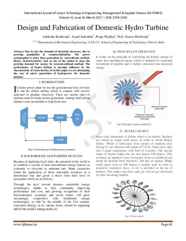 (PDF) Design and Fabrication of Domestic Hydro Turbine International