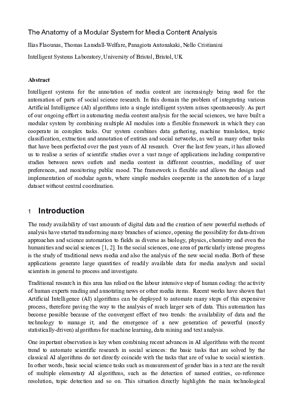 (PDF) The anatomy of a modular system for media content analysis