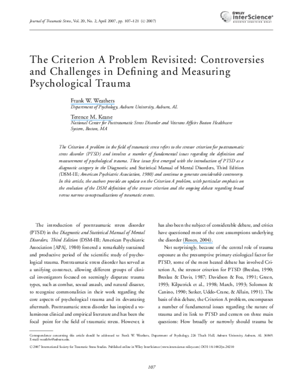 (PDF) The criterion a problem revisited: Controversies and challenges ...