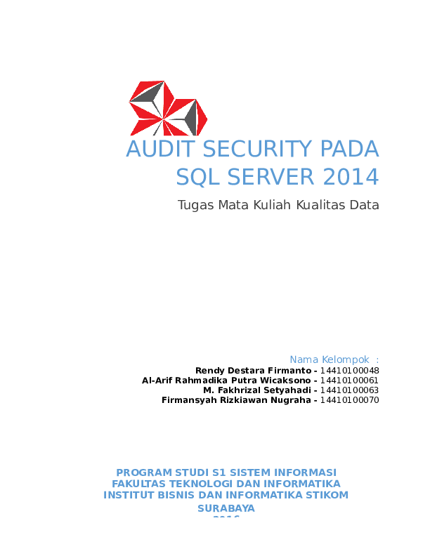 (DOC) Penerapan Audit Security pada SQL Server 2014