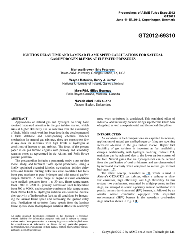 (PDF) Ignition Delay Time and Laminar Flame Speed Calculations for