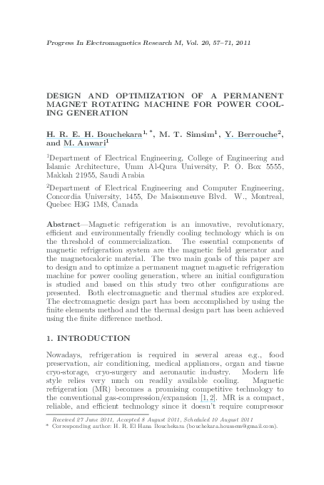 (PDF) Design and Optimization of a Permanent Magnet Rotating Machine ...