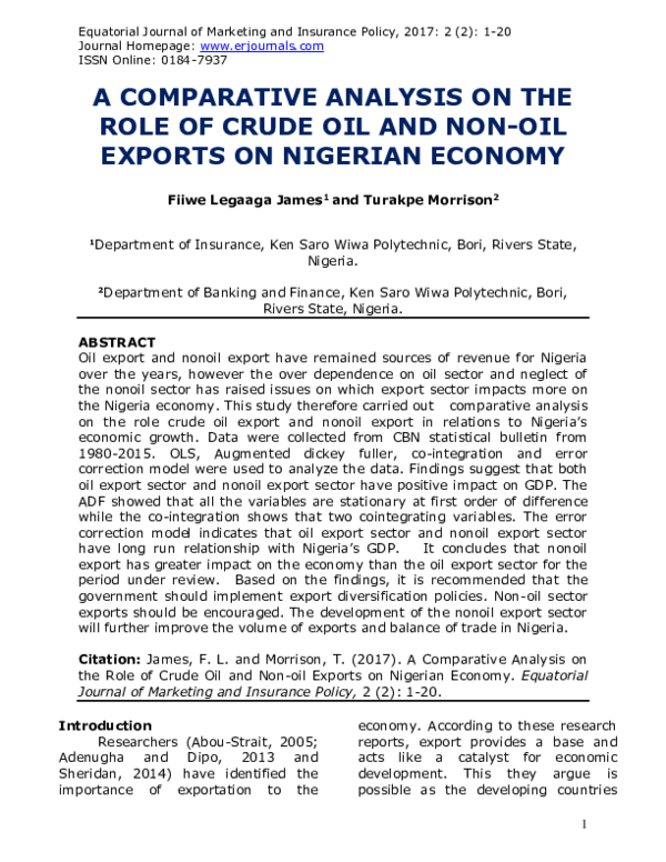 (PDF) A COMPARATIVE ANALYSIS ON THE ROLE OF CRUDE OIL AND NON-OIL ...