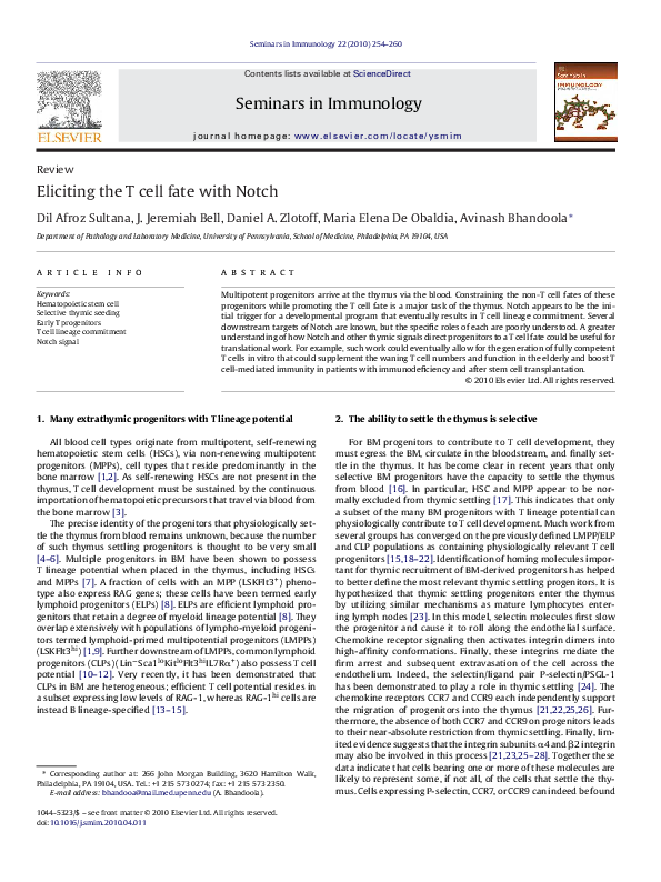 (PDF) Eliciting the T cell fate with Notch