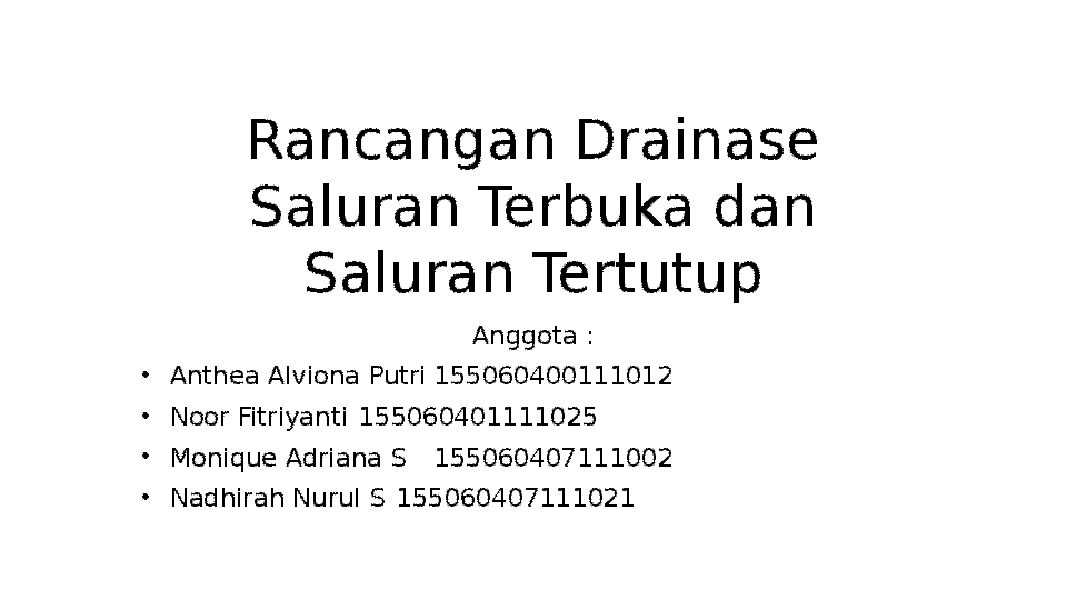 (PPT) Rancangan Drainase Saluran Terbuka dan Saluran Tertutup