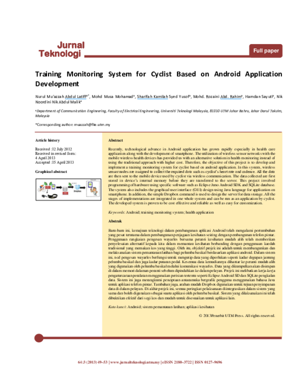 (PDF) Training Monitoring System for Cyclist Based on Android ...