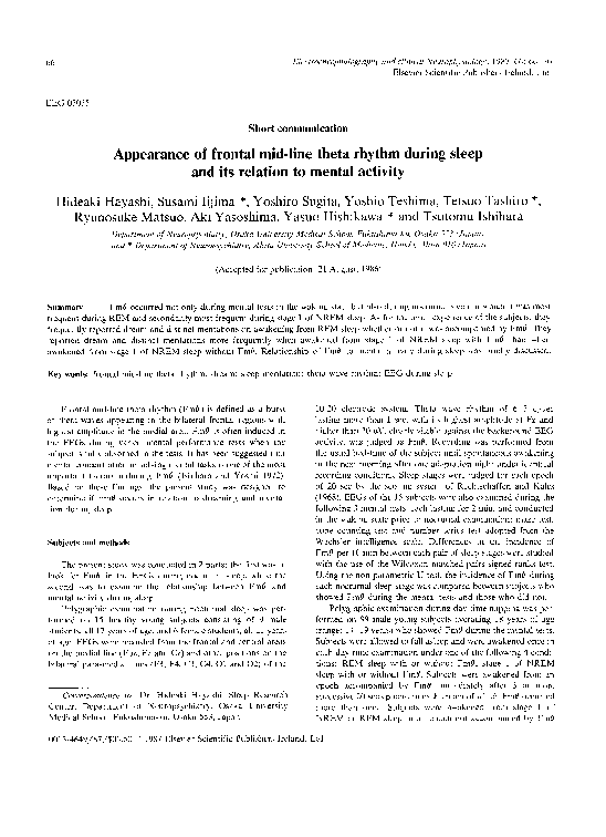 (PDF) Appearance of frontal mid-line theta rhythm during sleep and its ...