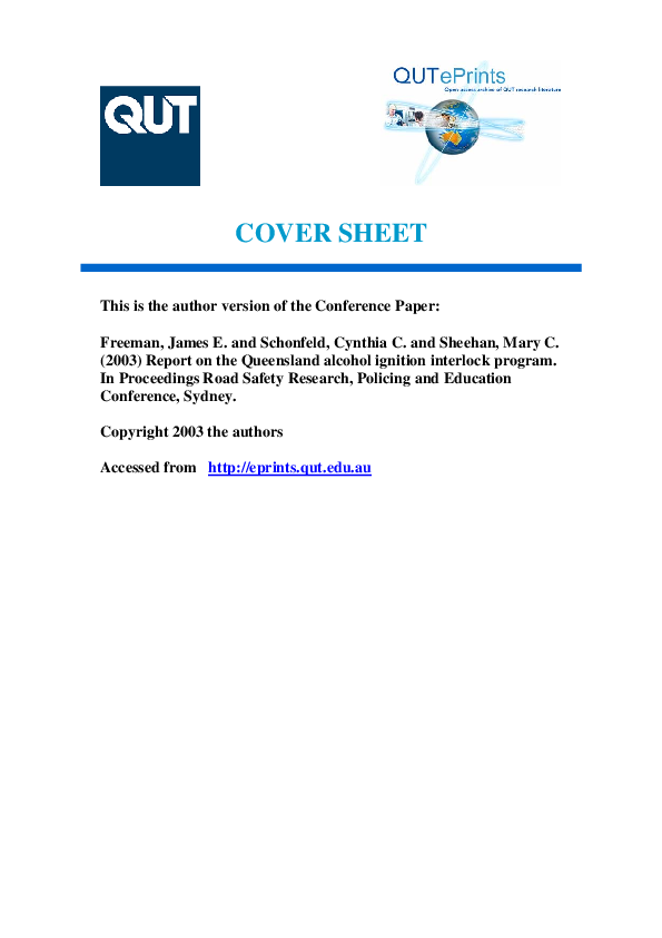 (PDF) Report on the Queensland alcohol ignition interlock program