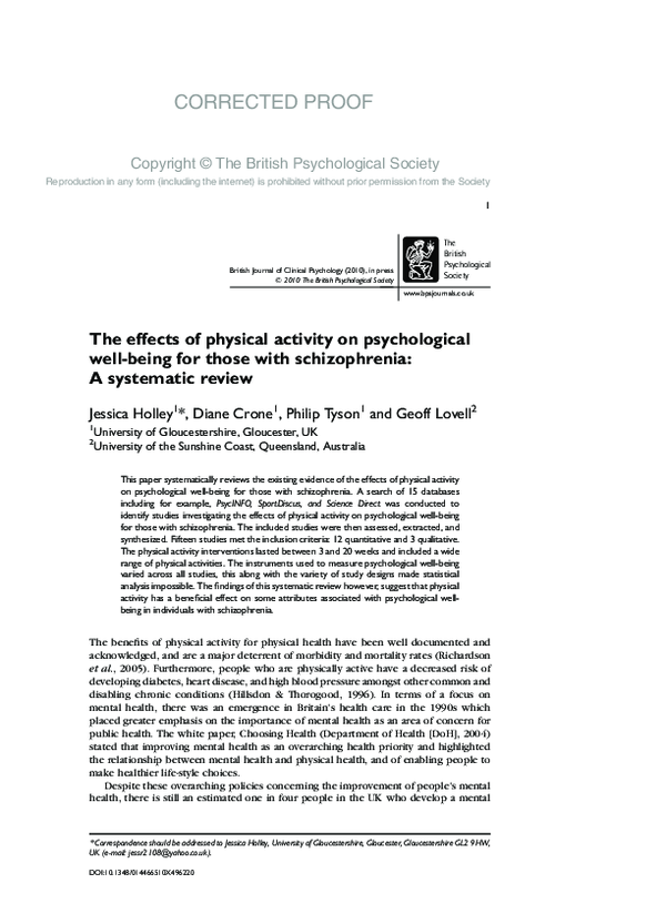 (PDF) The effects of physical activity on psychological well‐being for ...