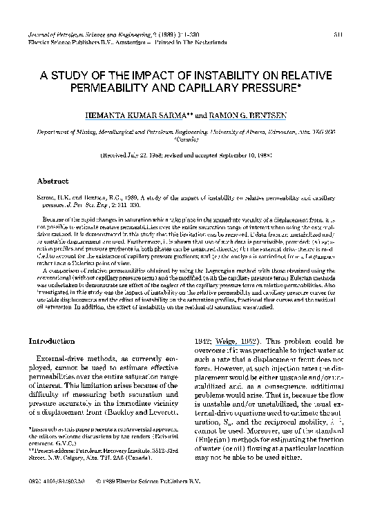 (PDF) A study of the impact of instability on relative permeability and ...